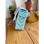 Türkiiz-rózsaszín-lila táska