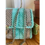 Türkiz-ezüst táska