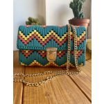 Zöld-mustár-tégla táska