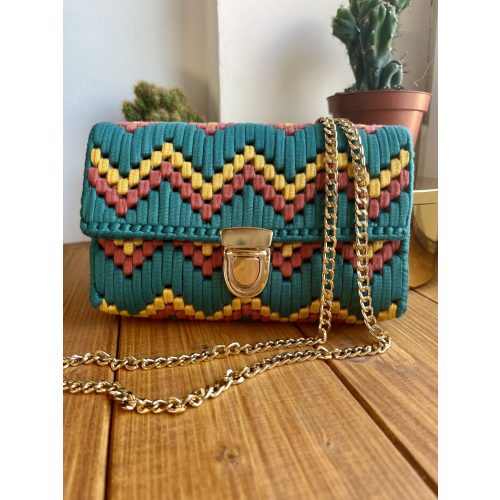 Zöld-mustár-tégla táska